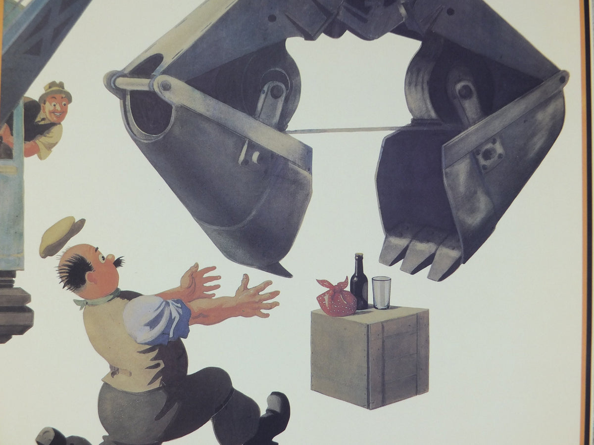 1990s My Goodness My Guinness Poster, from Guinness Museum, By John Gilroy 1938, crane stealing a picnic lunch, Wall art retro decor