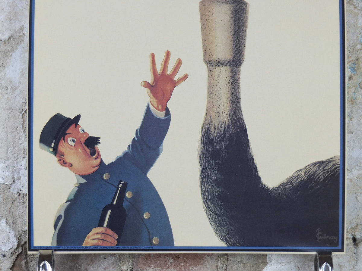 1990s My Goodness My Guinness Poster, from Guinness Museum, By John Gilroy 1936, Ostrich has swallowed a Guinness, Wall art retro decor