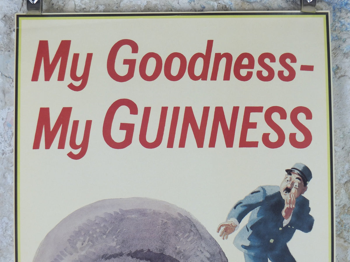 1990s My Goodness My Guinness Poster, from Guinness Museum, By John Gilroy 1956, Hippopotamus is lying on a Guinness, Wall art retro decor