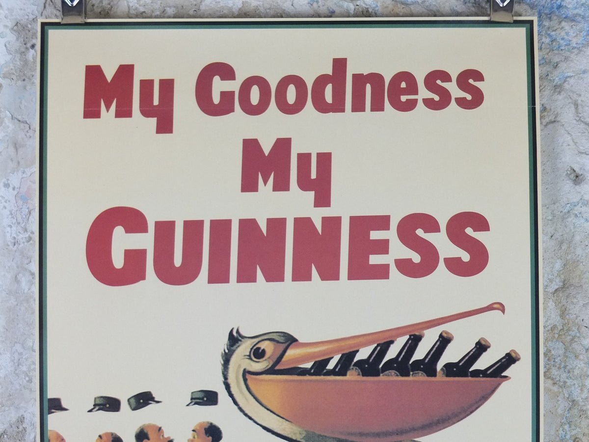 1990s My Goodness My Guinness Poster, from Guinness Museum, By John Gilroy, 1939 Pelican with bill full of Guinness, Wall art retro decor