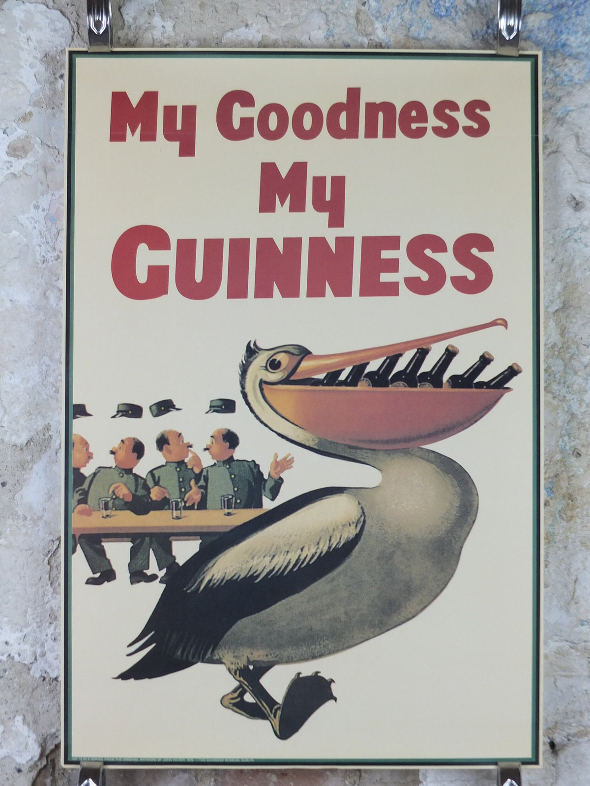 1990s My Goodness My Guinness Poster, from Guinness Museum, By John Gilroy, 1939 Pelican with bill full of Guinness, Wall art retro decor