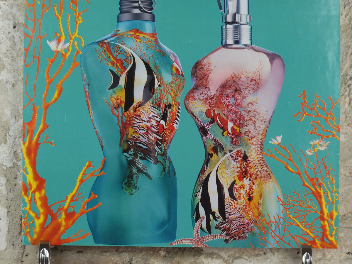 Jean Paul Gaultier Poster, Summer Fragrance, Classique & Le Male perfume bottles, les eaux des d'ete cosmetics, advertising, wall art decor