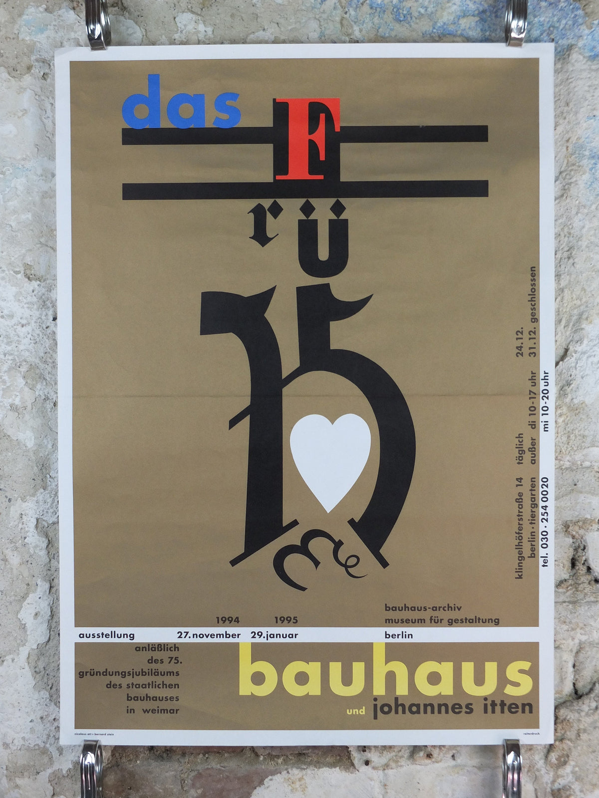 1994 Bauhaus Poster, Johannes Itten ‘Das Frühe Bauhaus’ (The Early Bauhaus), Art Deco Nouveau, gallery exhibition, wall art decor