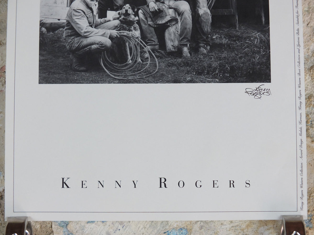 1989 Kenny Rogers Western Collection Poster, Cowboys Sheridan Wyoming, photography monochrome, country music, wall art decor
