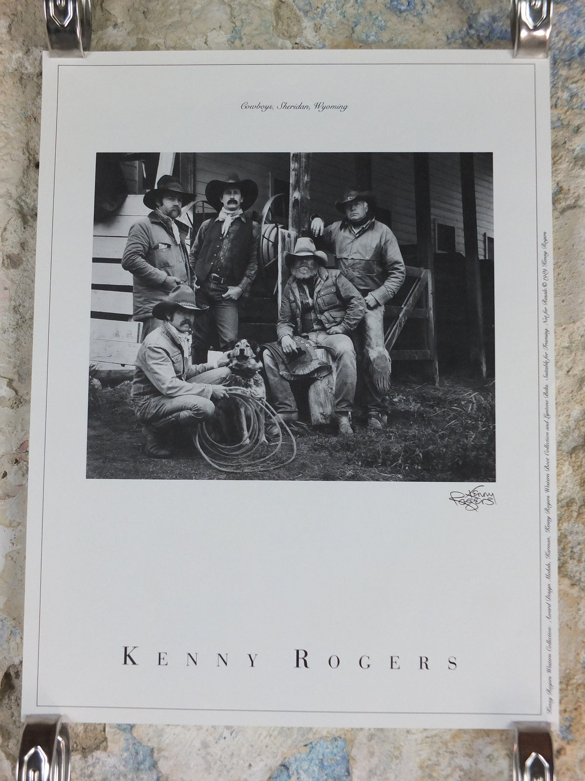 1989 Kenny Rogers Western Collection Poster, Cowboys Sheridan Wyoming, photography monochrome, country music, wall art decor