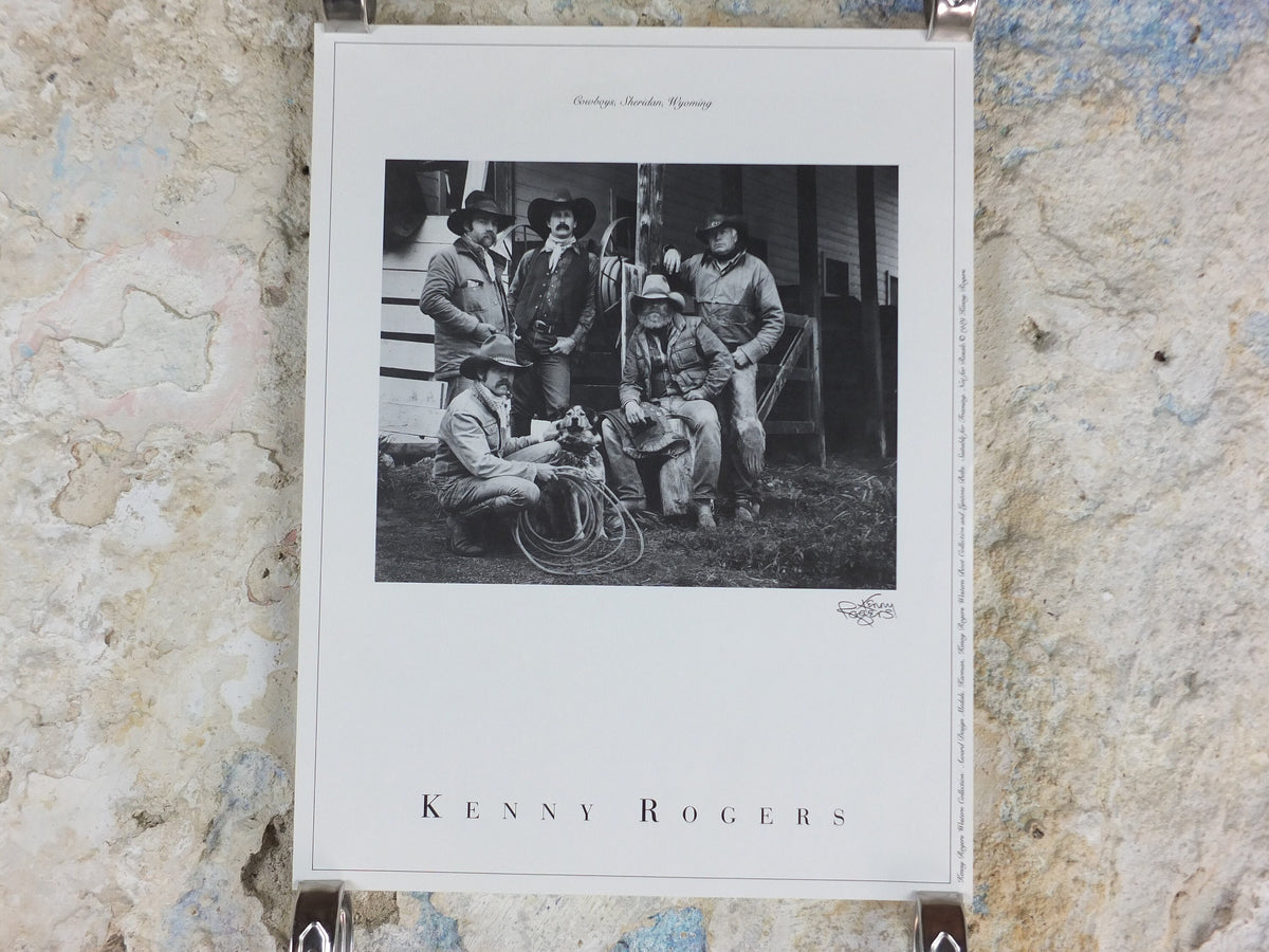 1989 Kenny Rogers Western Collection Poster, Cowboys Sheridan Wyoming, photography monochrome, country music, wall art decor
