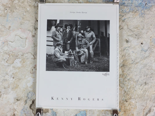 1989 Kenny Rogers Western Collection Poster, Cowboys Sheridan Wyoming, photography monochrome, country music, wall art decor