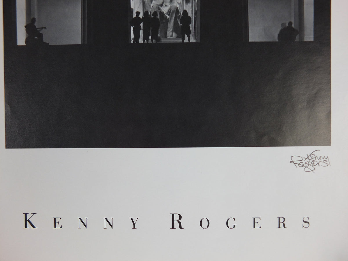 1989 Kenny Rogers Western Collection Poster, Lincoln Memorial Washington DC, photography monochrome, country music, wall art decor