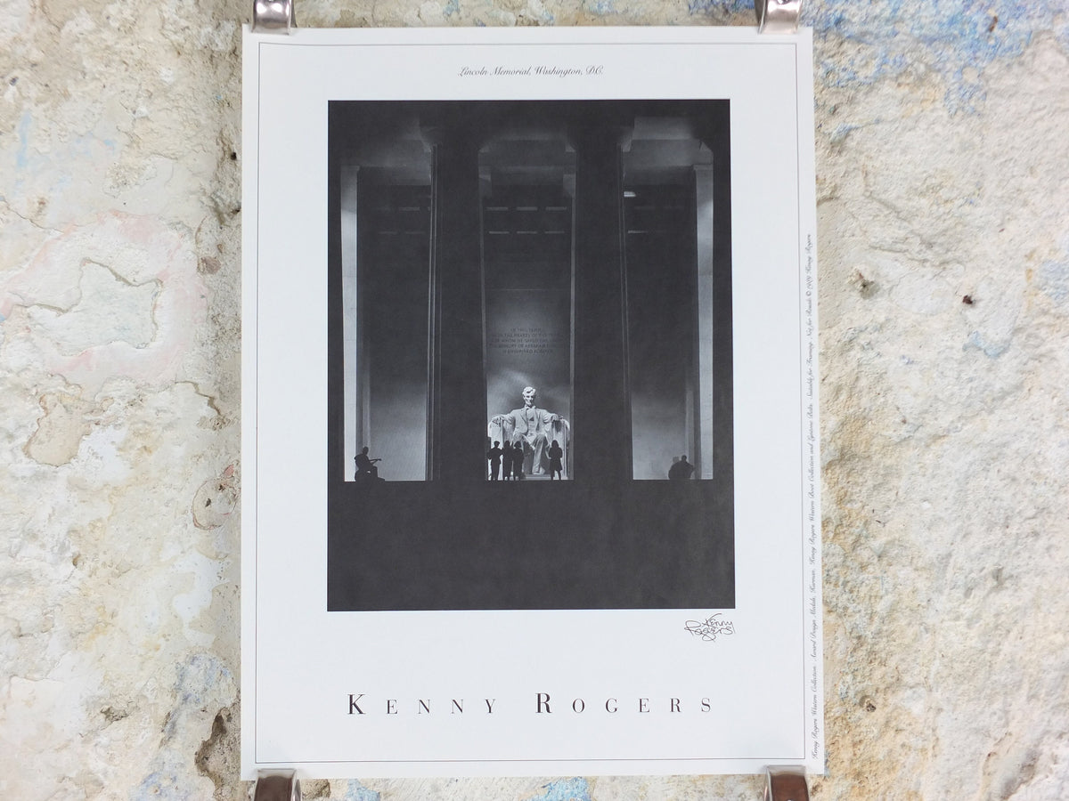 1989 Kenny Rogers Western Collection Poster, Lincoln Memorial Washington DC, photography monochrome, country music, wall art decor