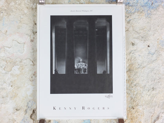 1989 Kenny Rogers Western Collection Poster, Lincoln Memorial Washington DC, photography monochrome, country music, wall art decor