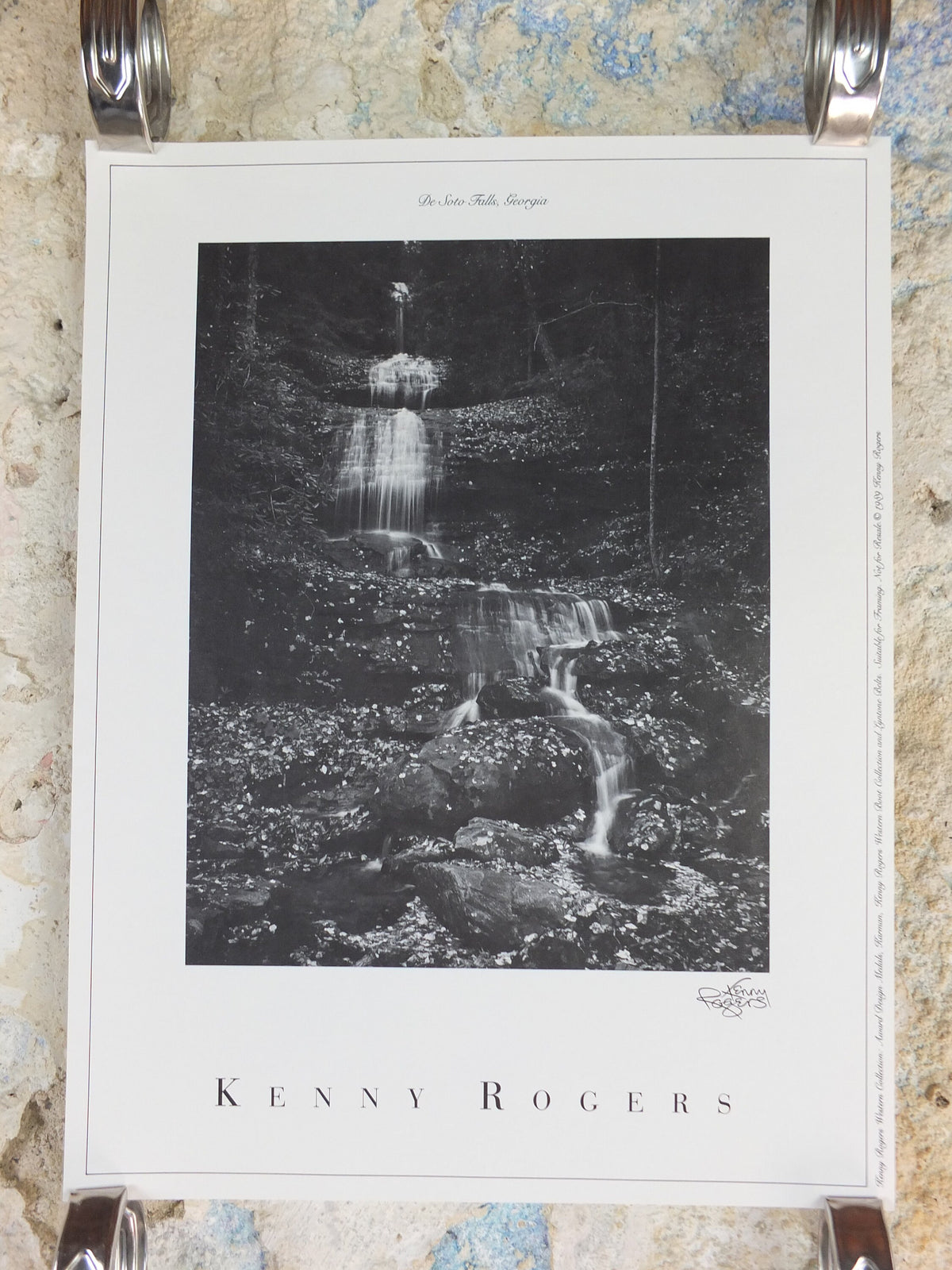 1989 Kenny Rogers Western Collection Poster, De Soto Falls Georgia, photography monochrome, country music, wall art decor
