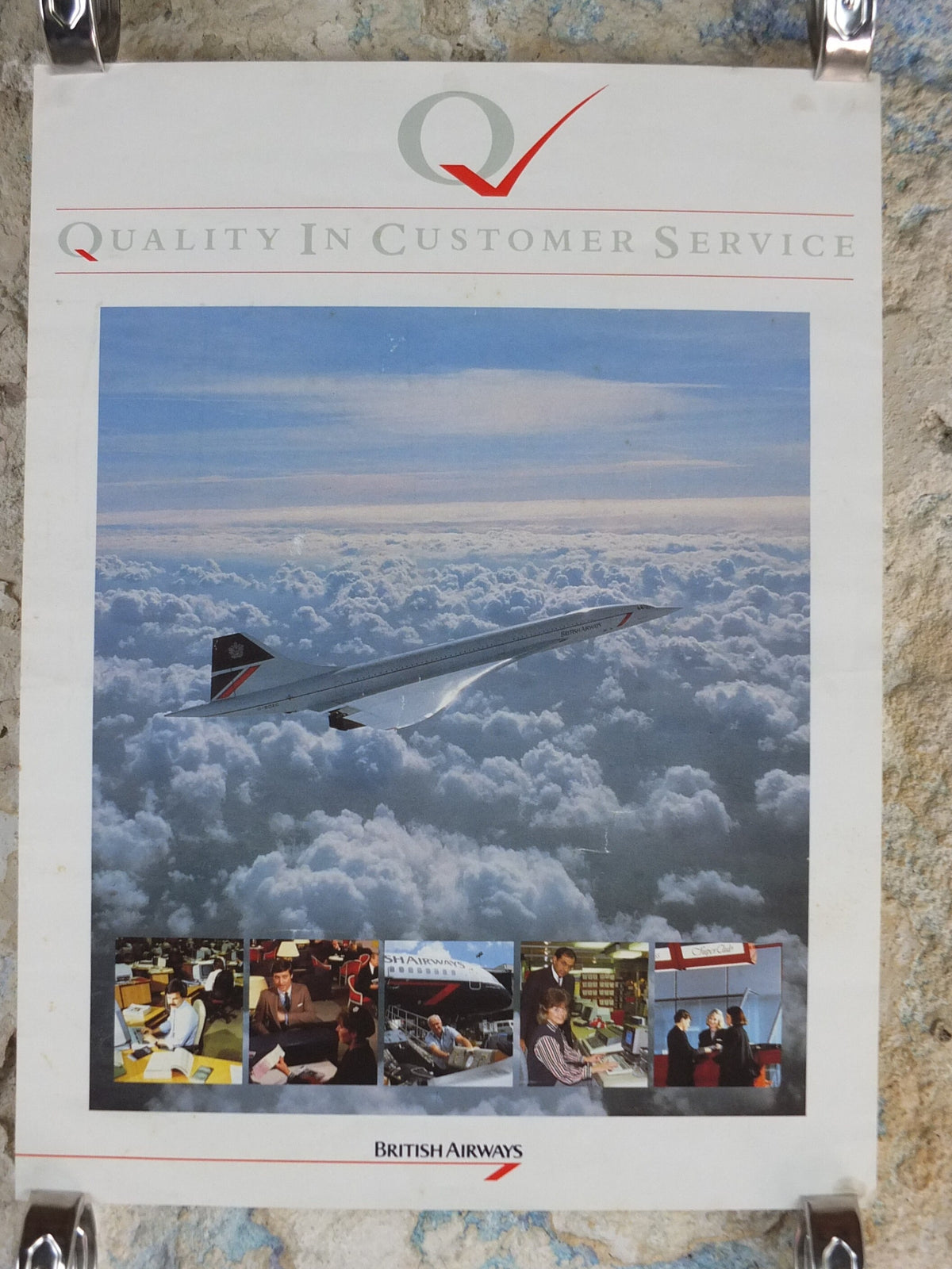 1980s British Airways Poster, Concorde, BA "Quality in Customer Service" for cabin crew, BA Aviation, travel wall art decor