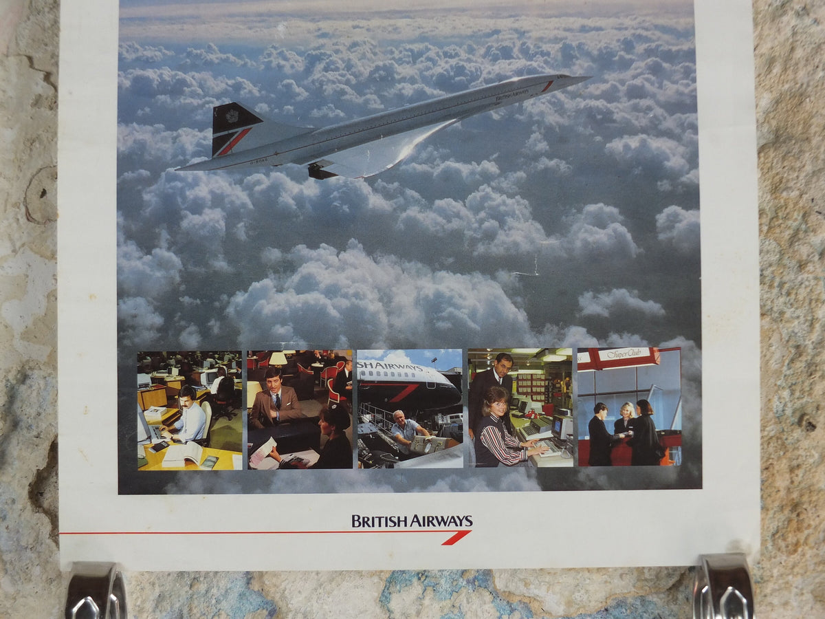 1980s British Airways Poster, Concorde, BA "Quality in Customer Service" for cabin crew, BA Aviation, travel wall art decor