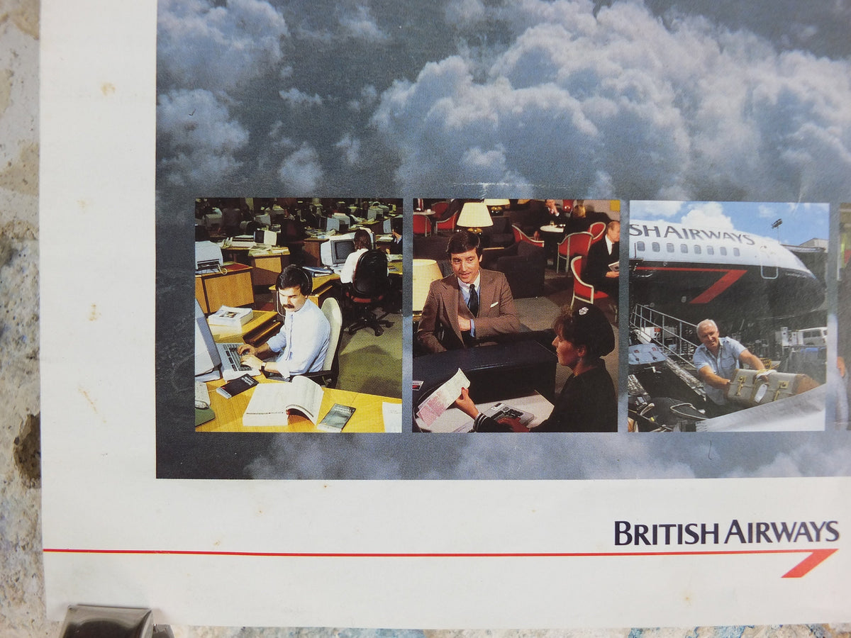 1980s British Airways Poster, Concorde, BA "Quality in Customer Service" for cabin crew, BA Aviation, travel wall art decor