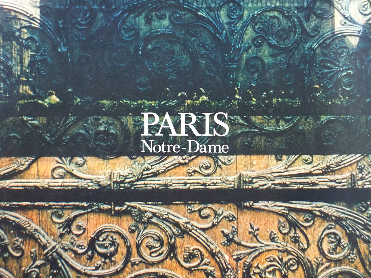 Notre Dame de Paris Poster, 1960s, church door, Our Lady of Paris, medieval cathedral on the River Seine, France, travel wall art decor