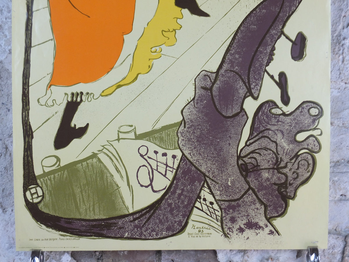 1970s Toulouse-Lautrec Poster, Jane Avril, Jarden de Paris, Can-can dancing, licenced to Athena, art deco nouveau, wall art decor