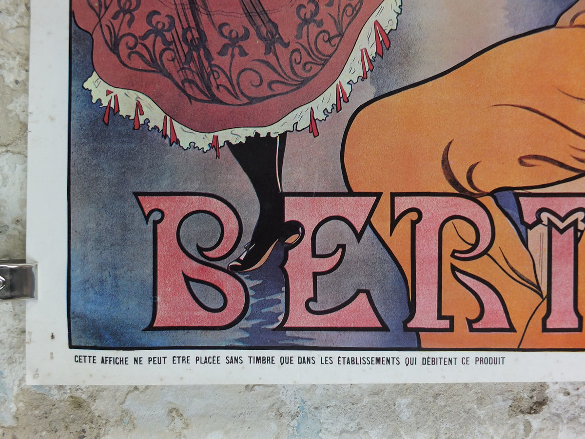 1970s Henri Thiriet Poster, Absinthe Berthelot 1898, 19th century cafe scene in Paris, licenced to Athena, art deco nouveau, wall art decor
