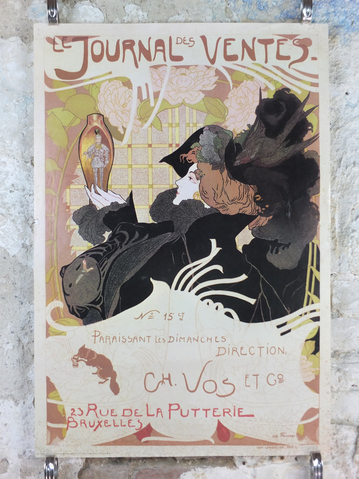 1970s Georges de Feure Poster, Le Journal des Ventes, Belle Epoque, licenced to Athena, art deco nouveau, wall art decor