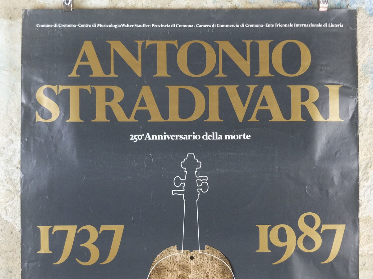 1987 Antonio Stradivari Poster, maker of Violins and other stringed instruments, Music, Cello, Double Bass, classical music wall art decor