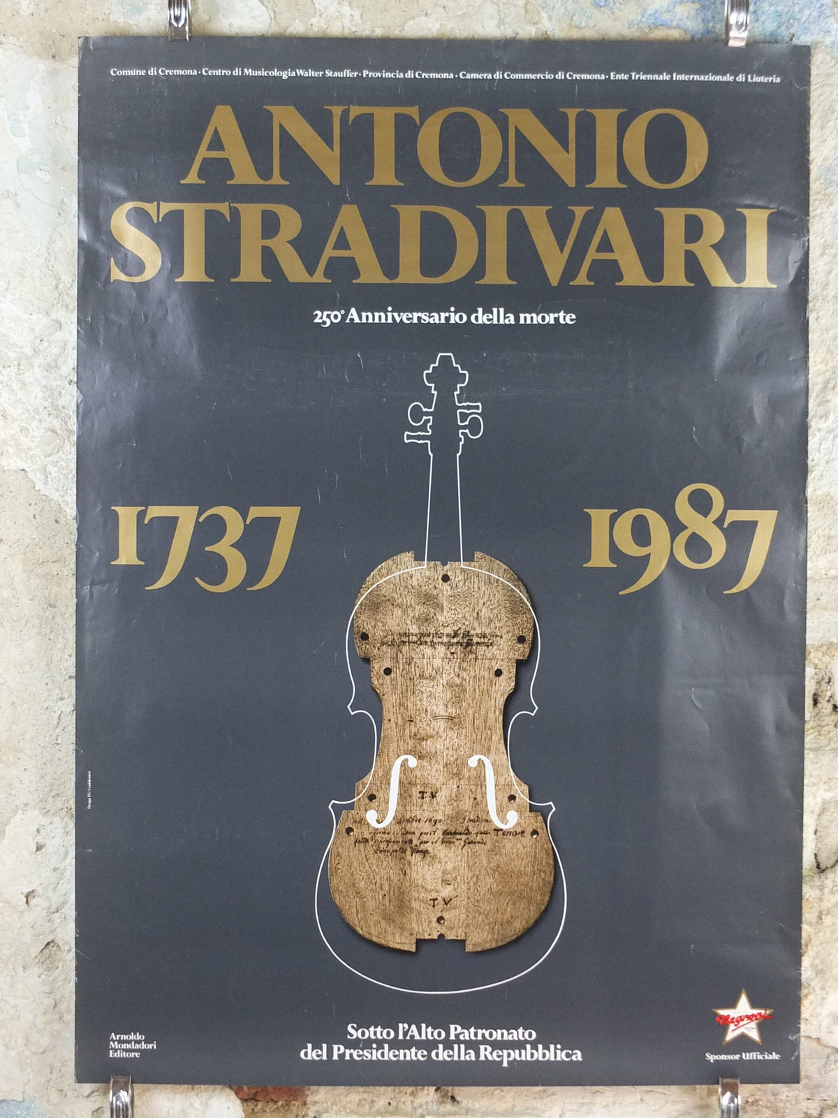1987 Antonio Stradivari Poster, maker of Violins and other stringed instruments, Music, Cello, Double Bass, classical music wall art decor