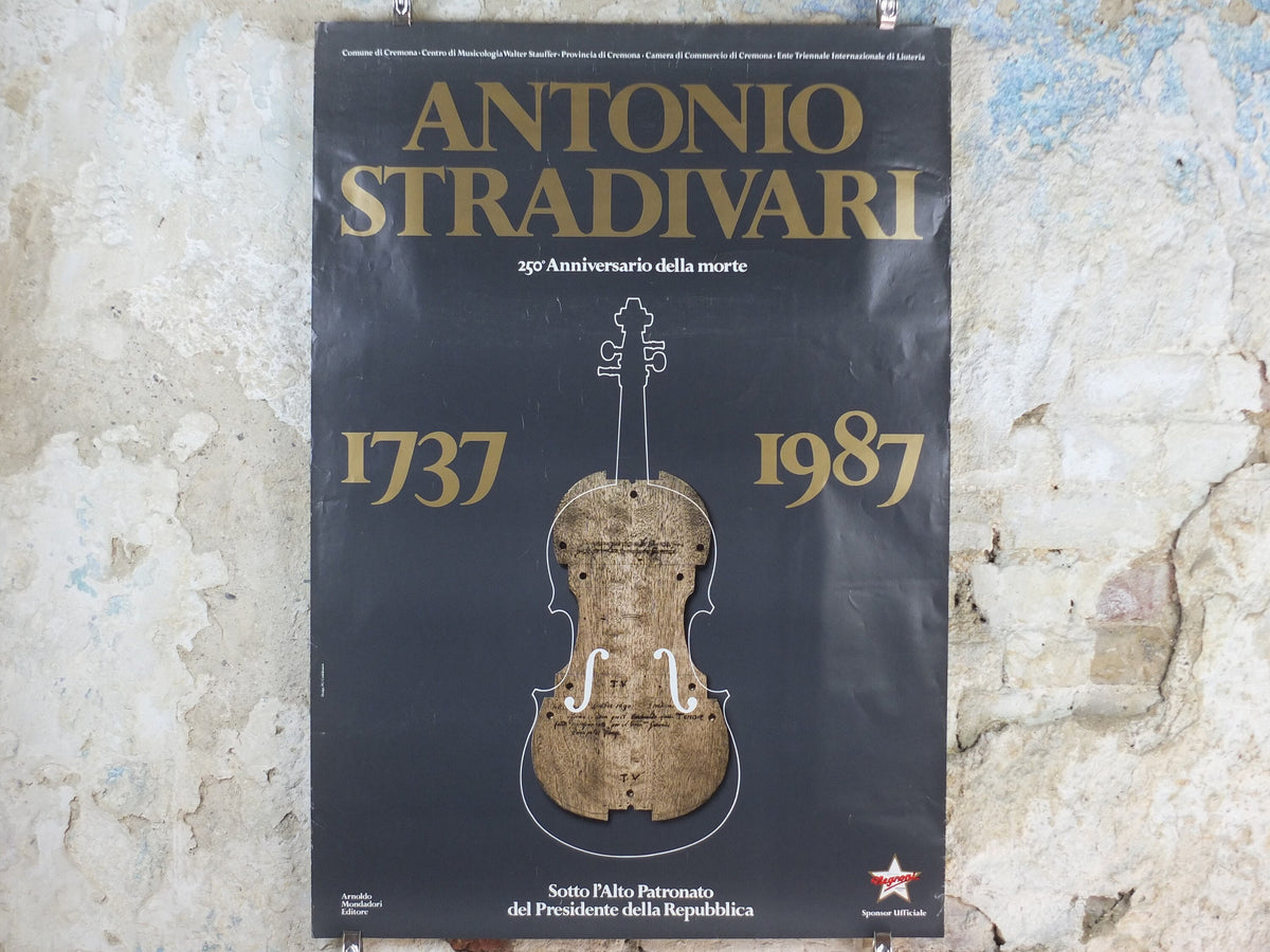 1987 Antonio Stradivari Poster, maker of Violins and other stringed instruments, Music, Cello, Double Bass, classical music wall art decor