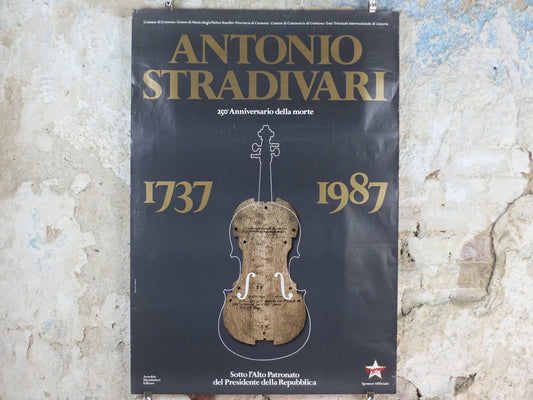 1987 Antonio Stradivari Poster, maker of Violins and other stringed instruments, Music, Cello, Double Bass, classical music wall art decor