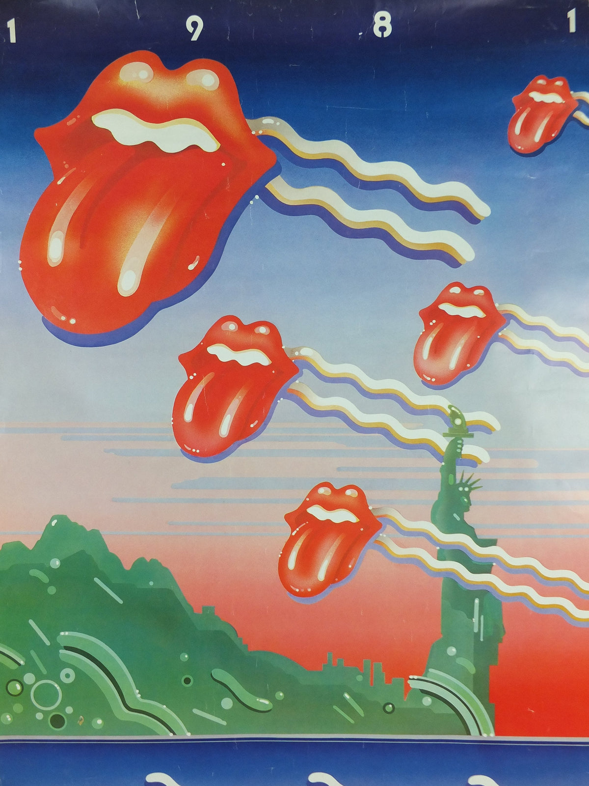 1981 Rolling Stones Concert Poster, American Tour, Tattoo You, Lips and Tongue, Presented by Jovan, P/N 6-8000-58, music wall art decor