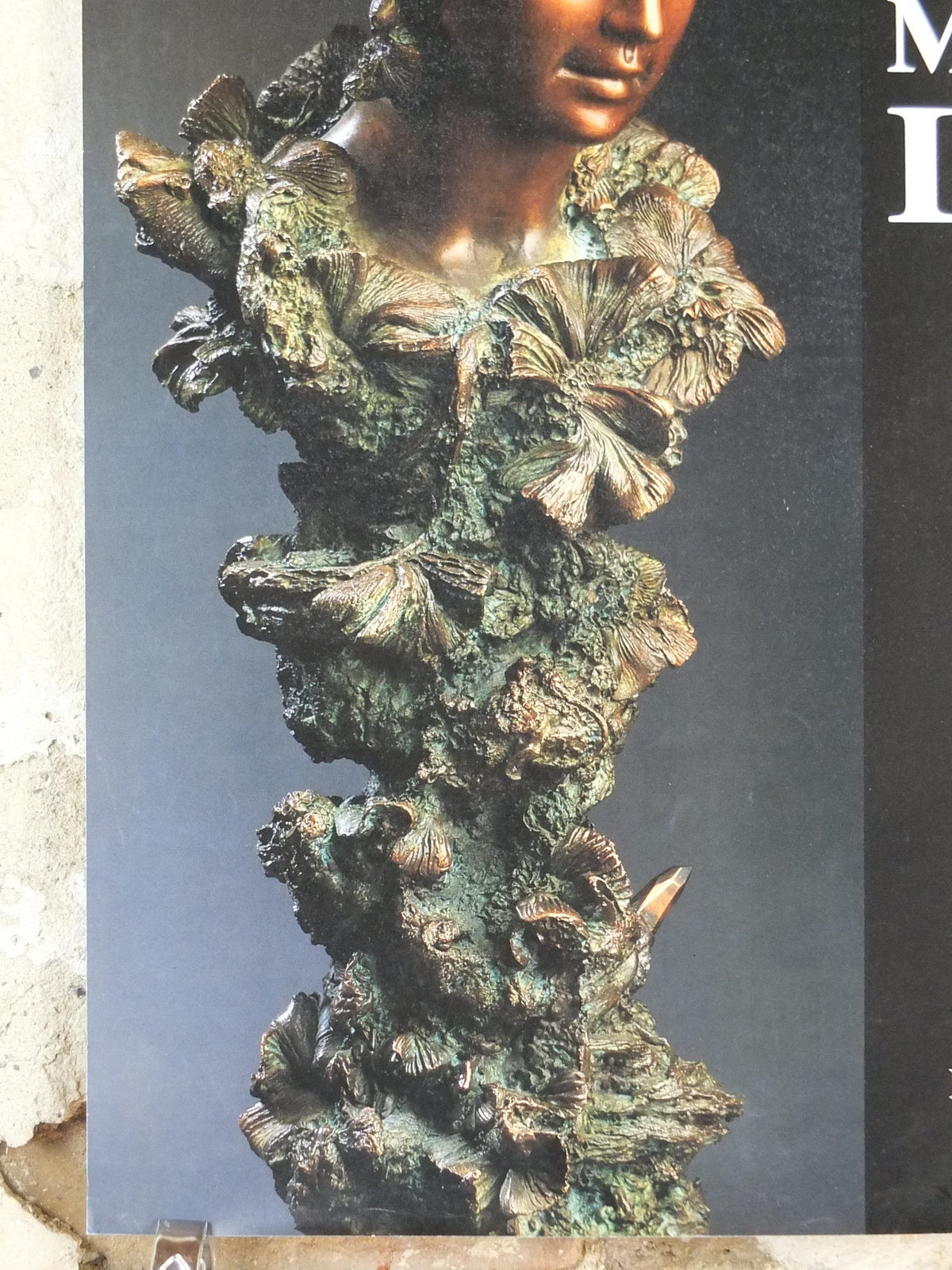 1988 Michel Levy Poster, Greek bronze sculpture in coral, sculpture, artist gallery exhibition, wall art decor