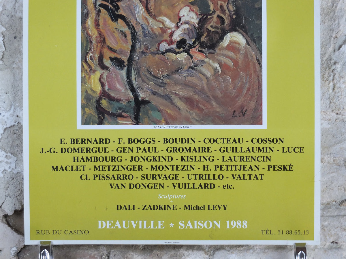 1988 Louis Valtat Poster, Femme au Chat, Cat Woman, colourful, Fauvism, fauves, the wild beasts, artist gallery exhibition, wall art decor