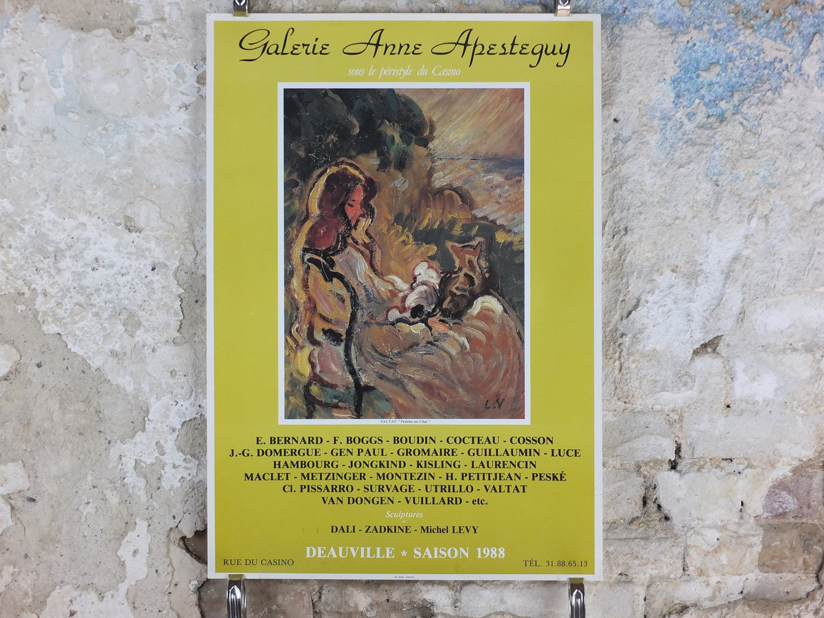 1988 Louis Valtat Poster, Femme au Chat, Cat Woman, colourful, Fauvism, fauves, the wild beasts, artist gallery exhibition, wall art decor