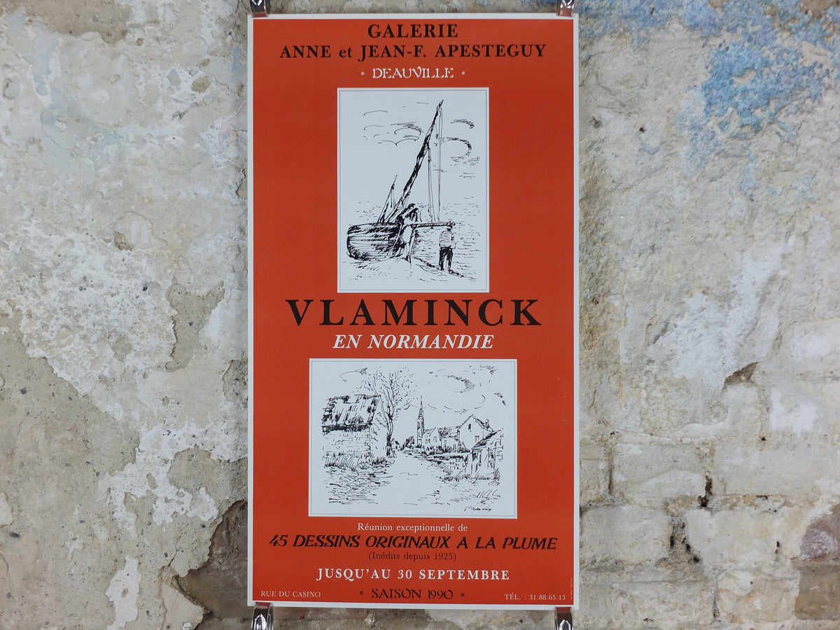 1990 Maurice de Vlaminck Poster, Drawings from Normandy, Fauvism, fauves, the wild beasts, artist gallery exhibition, wall art decor