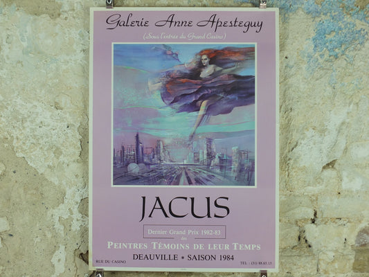 1984 Jean Theobald Jacus Poster, Urban City Scape, Witnesses of their time, futurism, figuratism, artist gallery exhibition, wall art decor