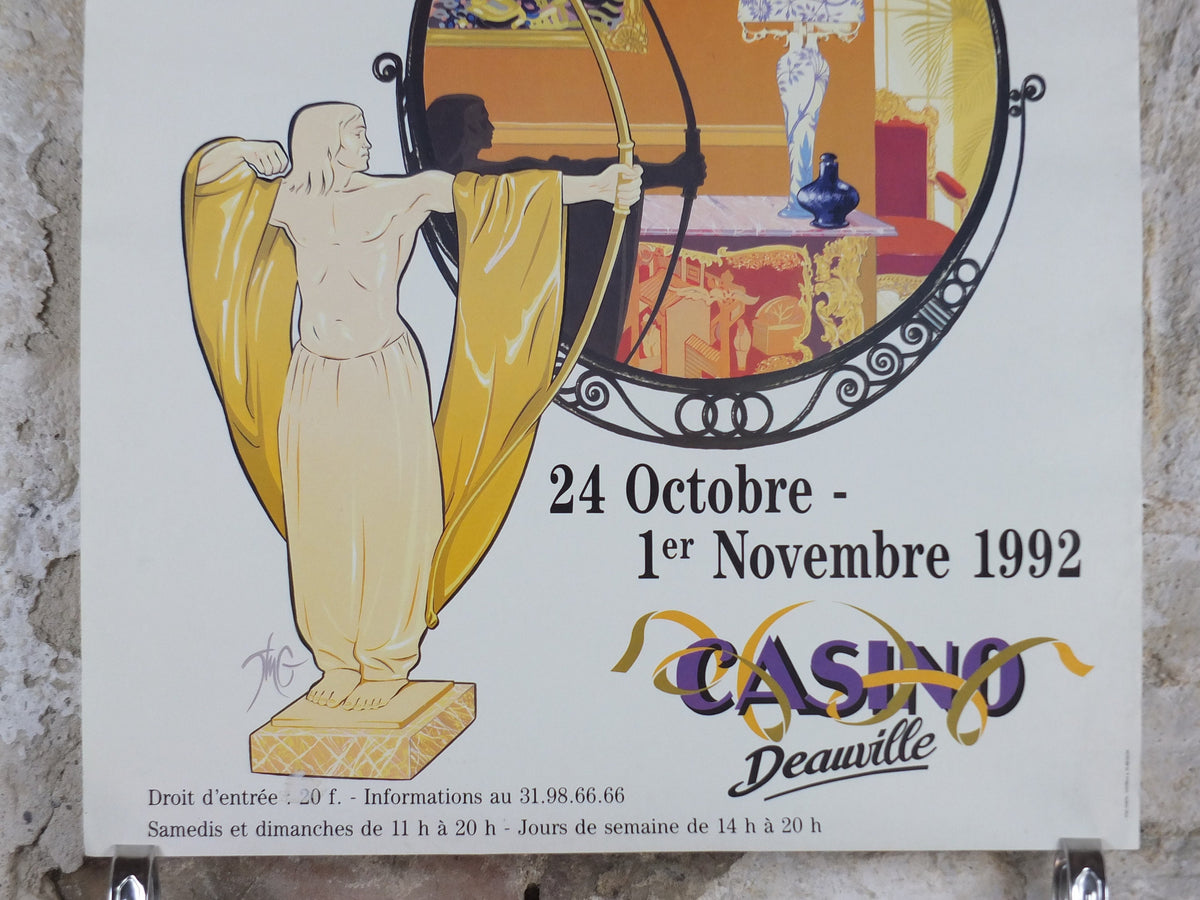 1992 Deauville Antique Fair Poster, art nouveau and art deco at the Deauville Casino, 30th market, artist gallery exhibition, wall art decor