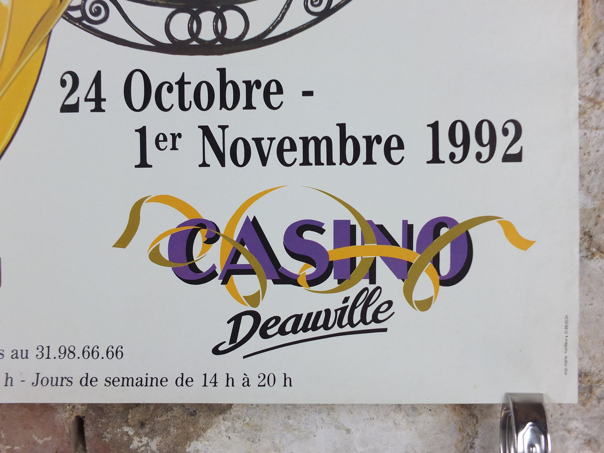 1992 Deauville Antique Fair Poster, art nouveau and art deco at the Deauville Casino, 30th market, artist gallery exhibition, wall art decor
