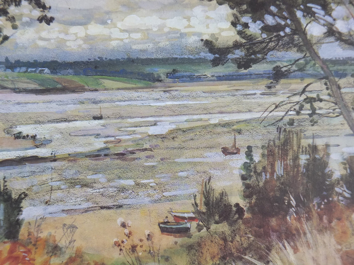 1980s Alexander Nozal Poster, coastal landscape, beach & meadows, artist gallery exhibition, wall art decor