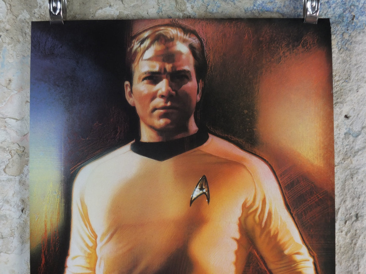 1992 Captain Kirk Poster, Star Trek, by Drew Struzan, William Shatner, Paramount Pictures, wall art cinema film memorabilia
