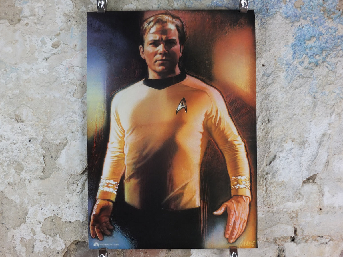 1992 Captain Kirk Poster, Star Trek, by Drew Struzan, William Shatner, Paramount Pictures, wall art cinema film memorabilia