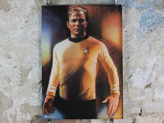 1992 Captain Kirk Poster, Star Trek, by Drew Struzan, William Shatner, Paramount Pictures, wall art cinema film memorabilia