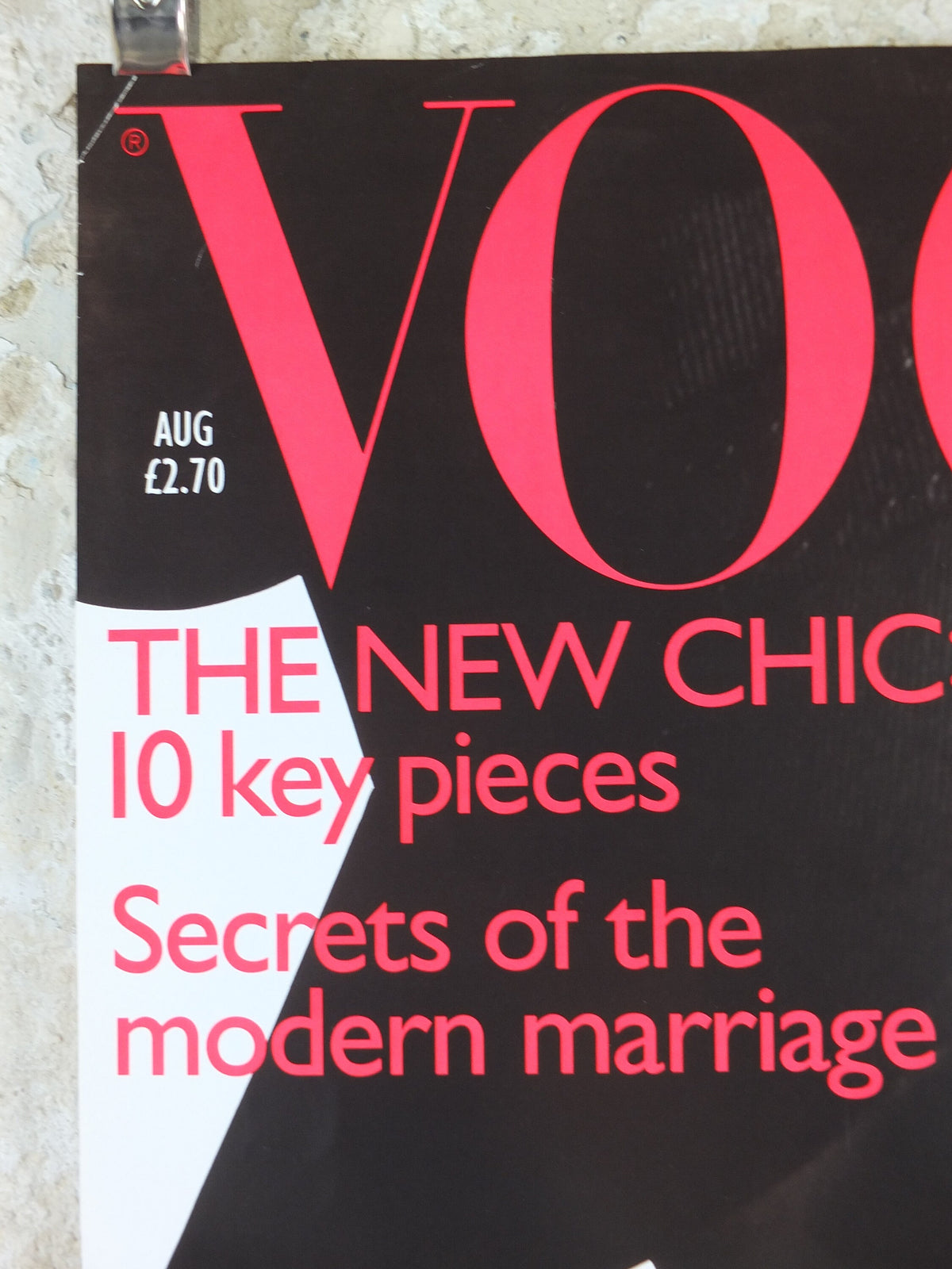 1995 Vogue Magazine Poster, Elizabeth Hurley, August 1995, The New Chic, fashion Advertising, wall art decor