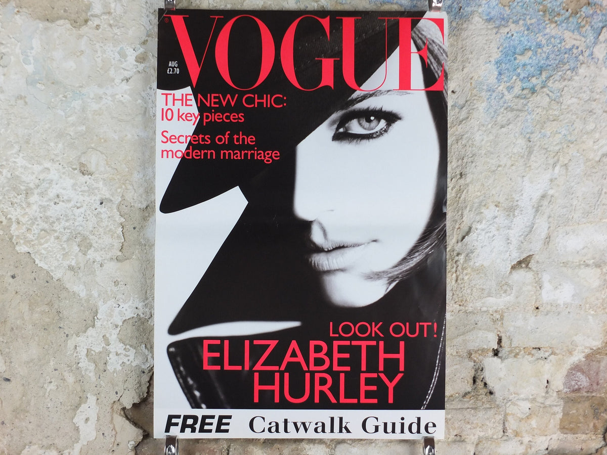1995 Vogue Magazine Poster, Elizabeth Hurley, August 1995, The New Chic, fashion Advertising, wall art decor