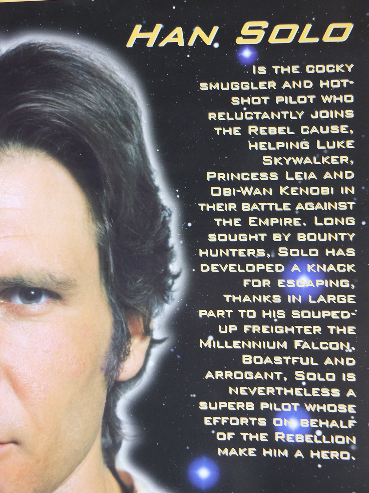 1998 Han Solo Poster, Lucasfilm, Harrison Ford, licenced to GB Posters, FPO466 wall art cinema film memorabilia