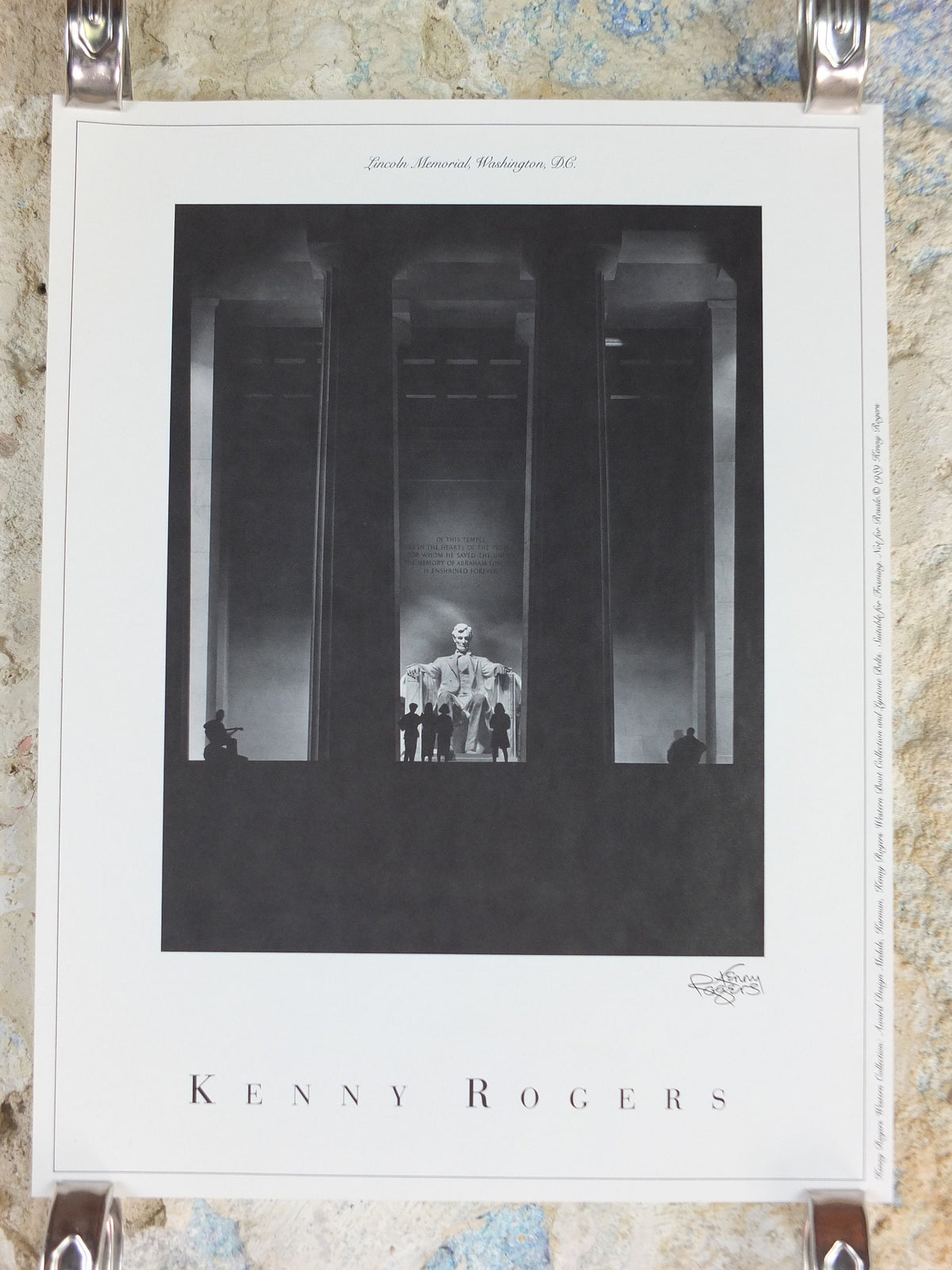 1989 Kenny Rogers Western Collection Poster, Lincoln Memorial Washington DC, photography monochrome, country music, wall art decor