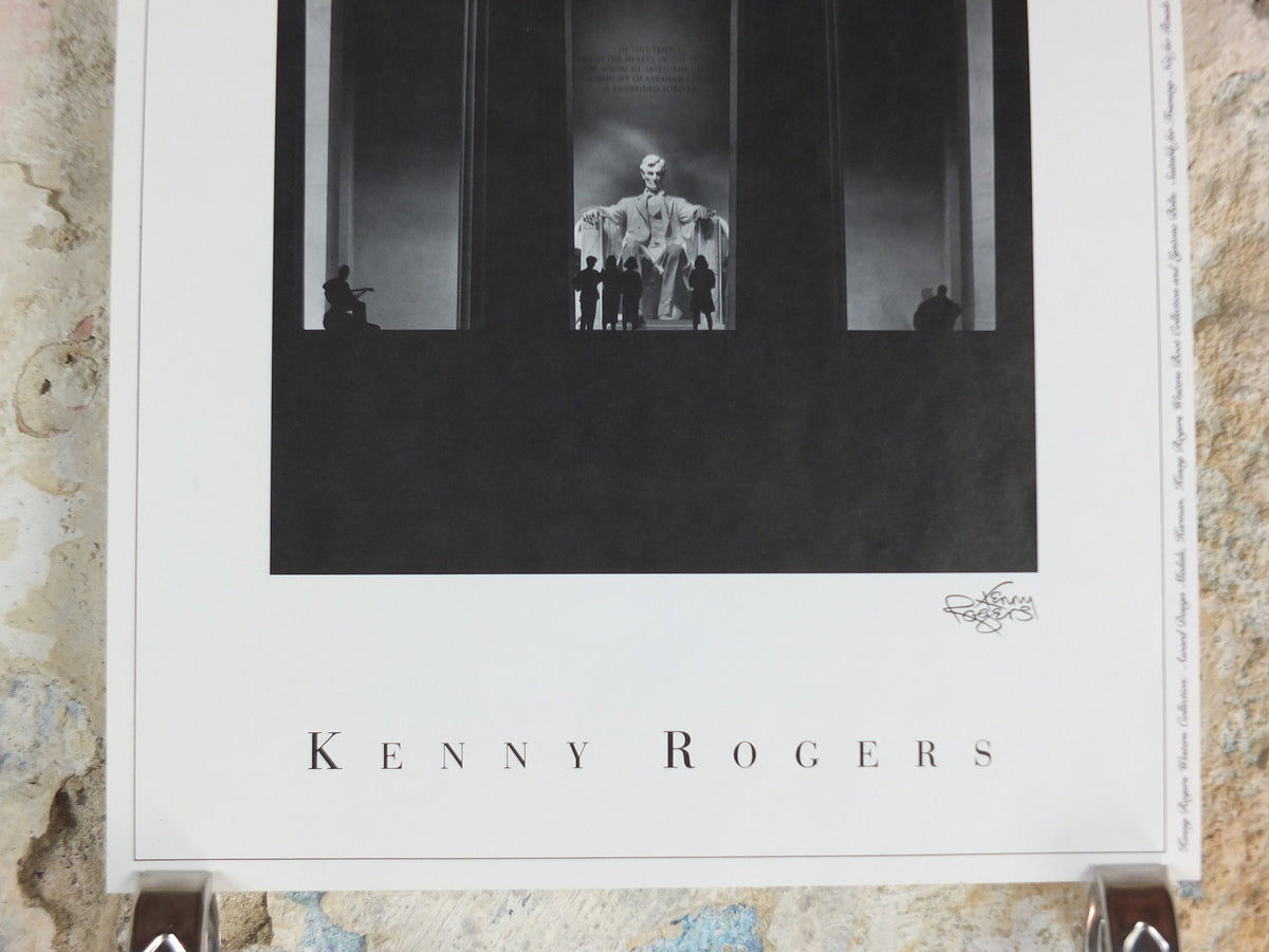 1989 Kenny Rogers Western Collection Poster, Lincoln Memorial Washington DC, photography monochrome, country music, wall art decor