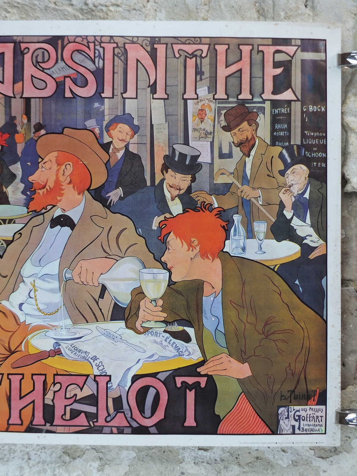 1970s Henri Thiriet Poster, Absinthe Berthelot 1898, 19th century cafe scene in Paris, licenced to Athena, art deco nouveau, wall art decor