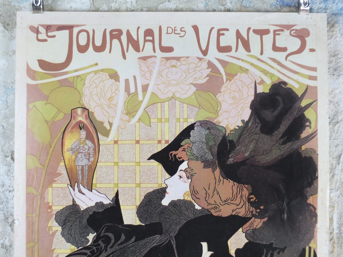 1970s Georges de Feure Poster, Le Journal des Ventes, Belle Epoque, licenced to Athena, art deco nouveau, wall art decor