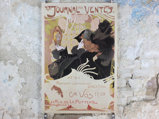 1970s Georges de Feure Poster, Le Journal des Ventes, Belle Epoque, licenced to Athena, art deco nouveau, wall art decor