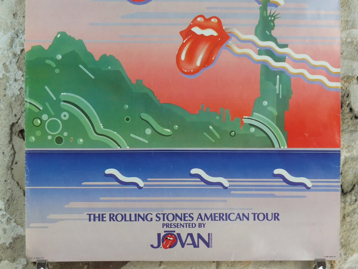 1981 Rolling Stones Concert Poster, American Tour, Tattoo You, Lips and Tongue, Presented by Jovan, P/N 6-8000-58, music wall art decor