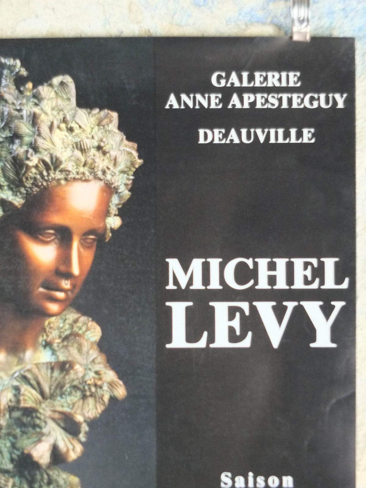 1988 Michel Levy Poster, Greek bronze sculpture in coral, sculpture, artist gallery exhibition, wall art decor
