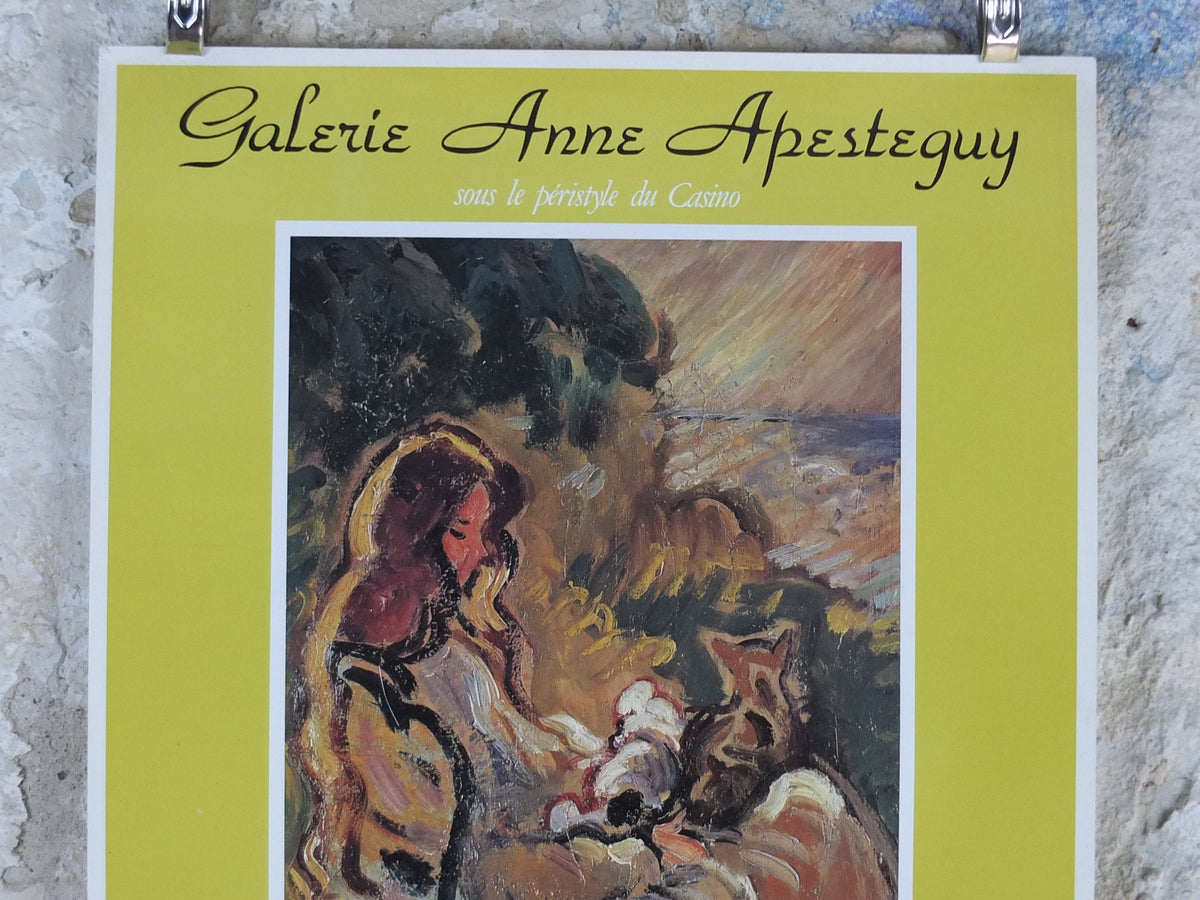 1988 Louis Valtat Poster, Femme au Chat, Cat Woman, colourful, Fauvism, fauves, the wild beasts, artist gallery exhibition, wall art decor