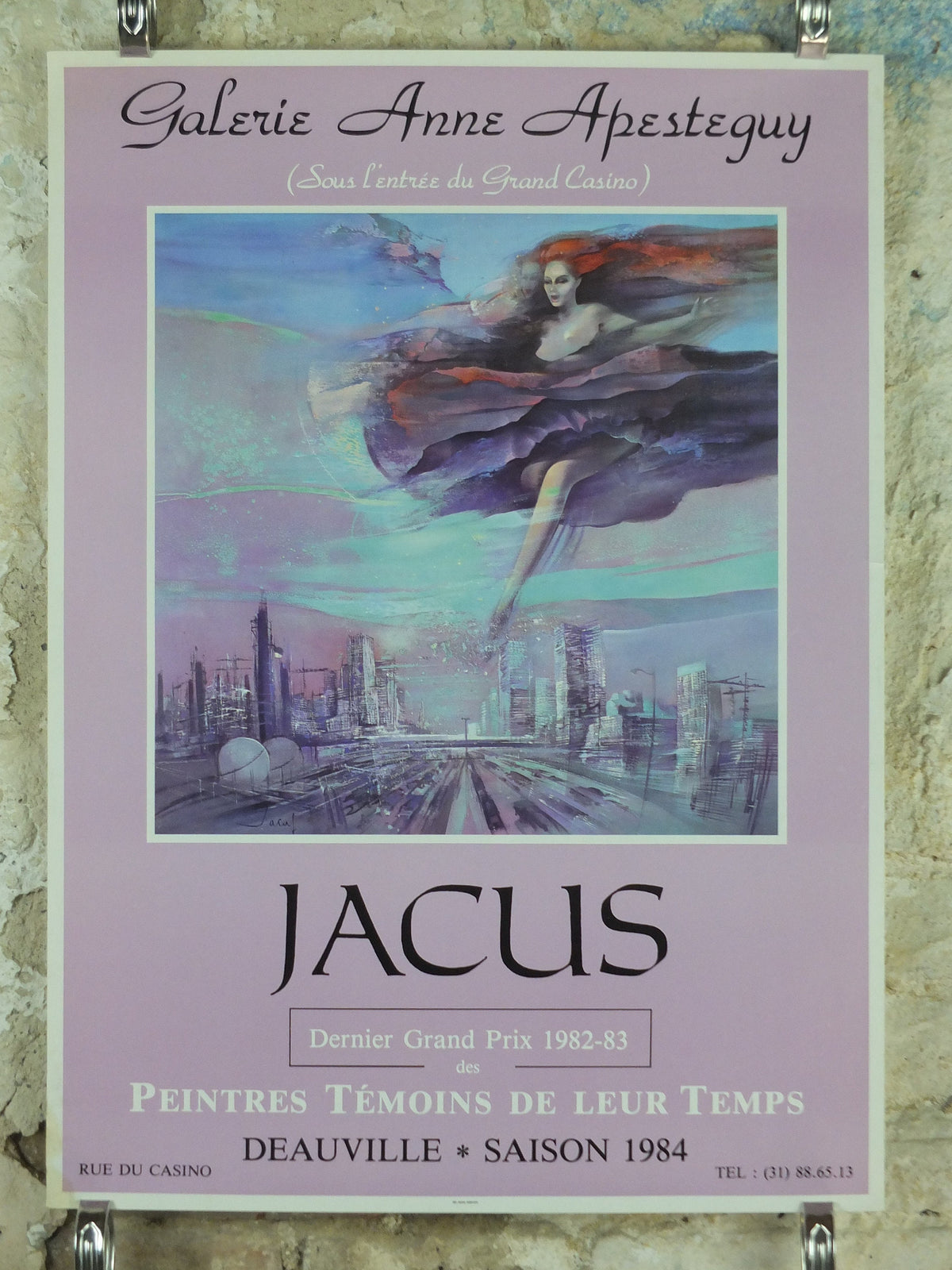 1984 Jean Theobald Jacus Poster, Urban City Scape, Witnesses of their time, futurism, figuratism, artist gallery exhibition, wall art decor